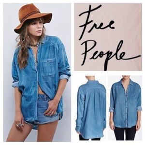 Free People Turn it Down Chambrey Shirt